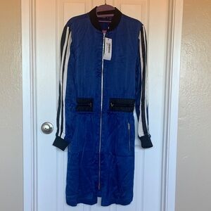 ⚡️Karen Millen luxe crepe satin long sleeve sporty dress in cobalt! NWT